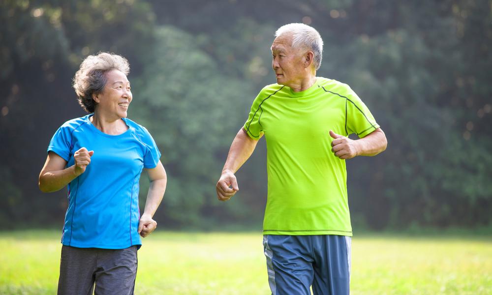 Older couple jogging